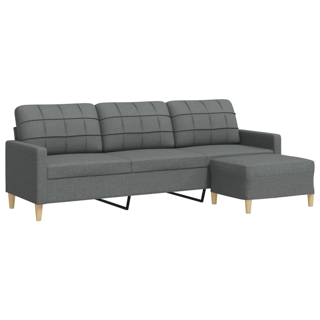 3-Sitzer-Sofa mit Hocker Taupe 180 cm Stoff