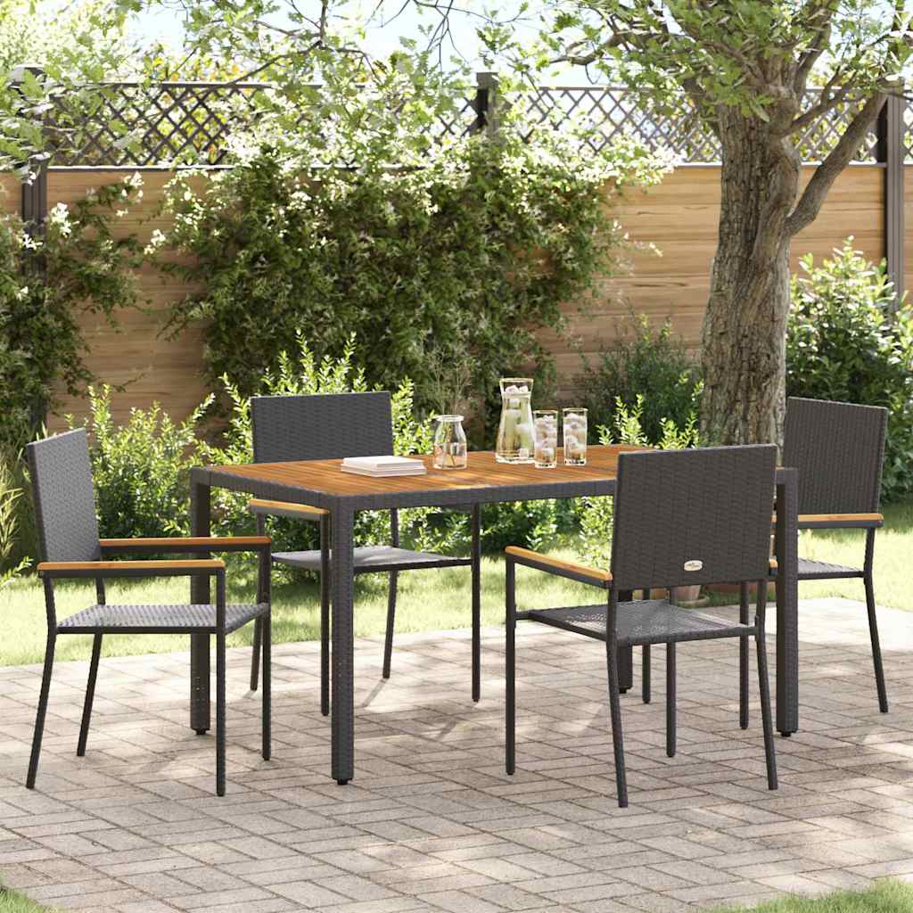 Garten Essgruppe 3 pcs Schwarz Poly-Rattan