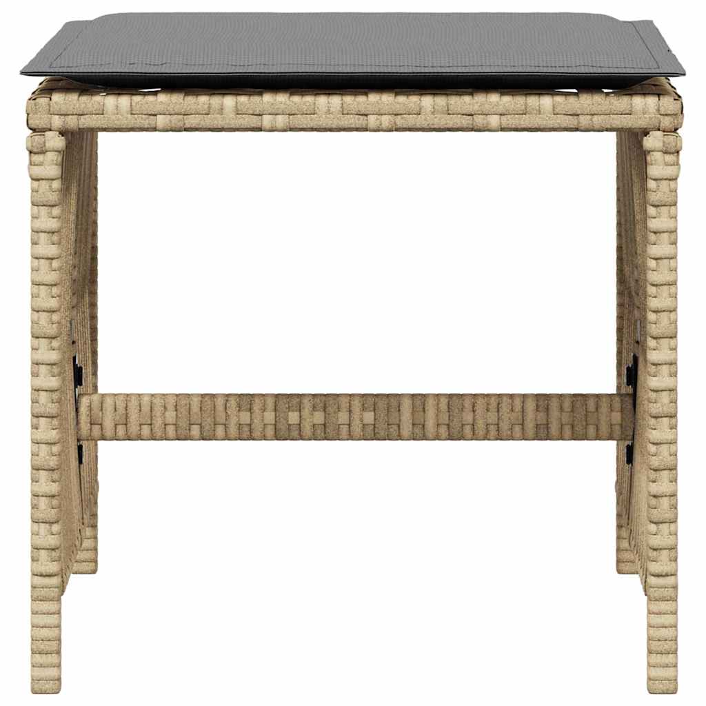 Gartenhocker mit Kissen 4 Stk. Schwarz 41x41x36 cm Poly Rattan