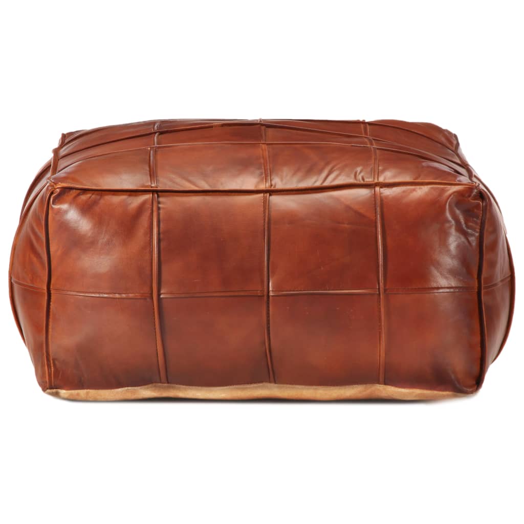Pouf Dunkelbraun 60 x 60 x 30 cm Echtes Ziegenleder