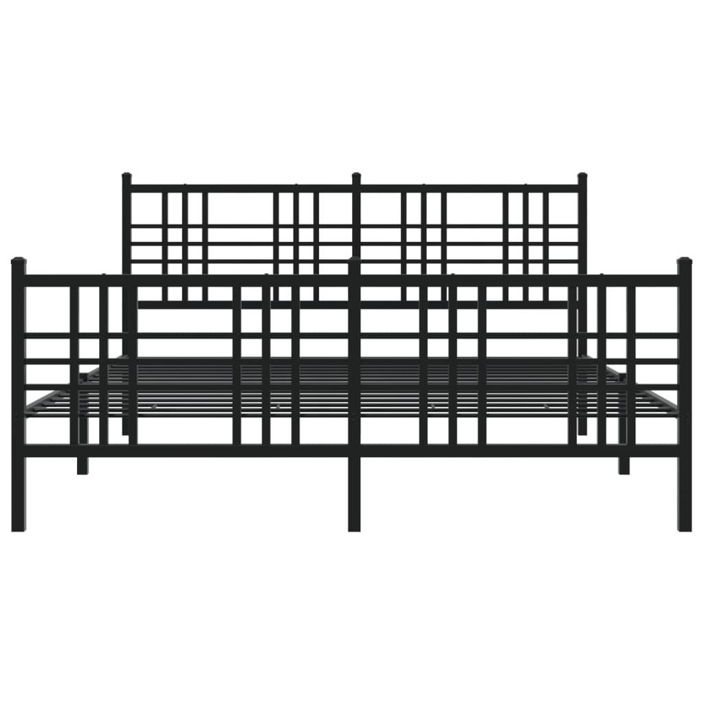 Bettgestell mit Kopf- und Fußteil Metall Schwarz 90x200 cm