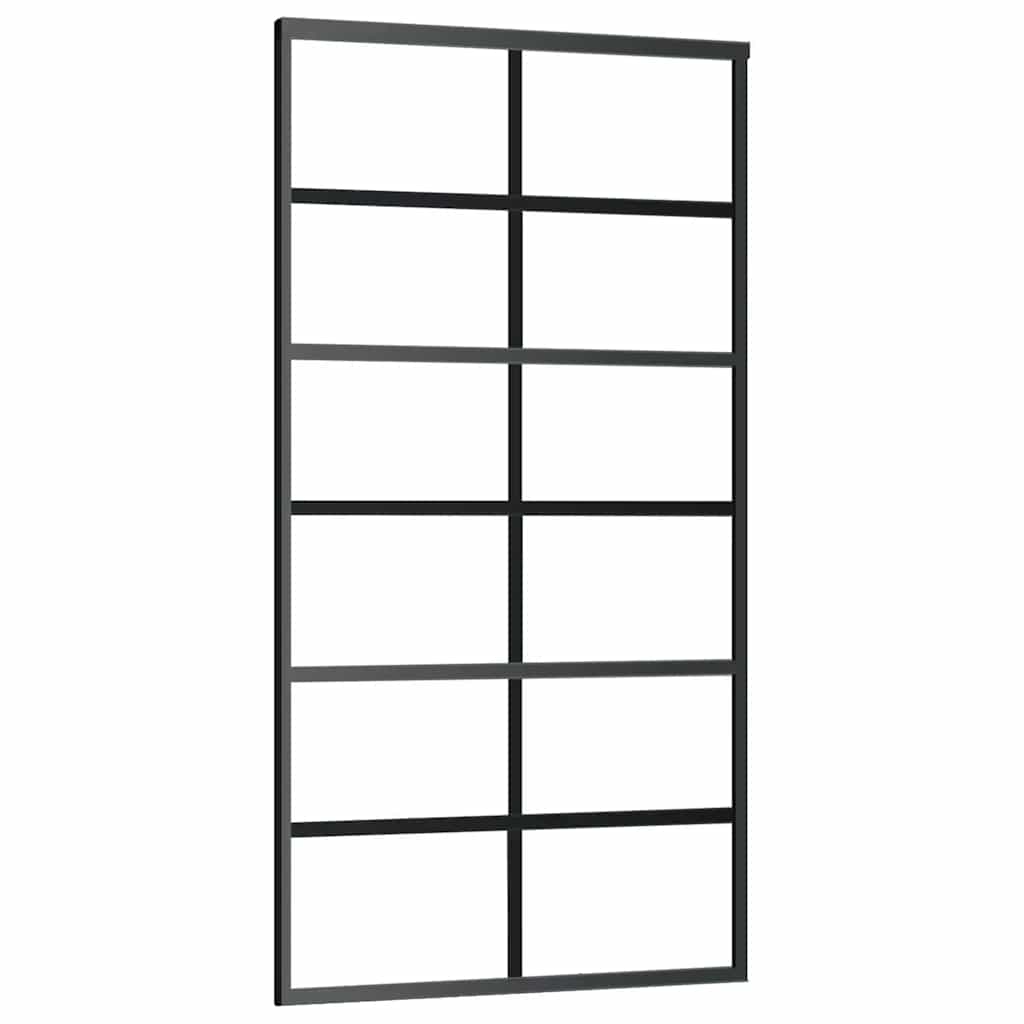 Schiebetür 3-teilig ESG-Glas und Aluminium 76x205 cm Schwarz