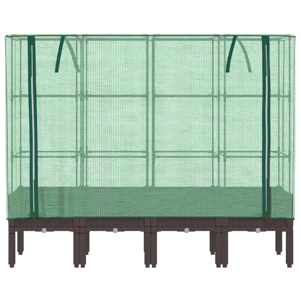 Hochbeet mit Gewächshaus-Aufsatz Rattan-Optik 40x40x140 cm