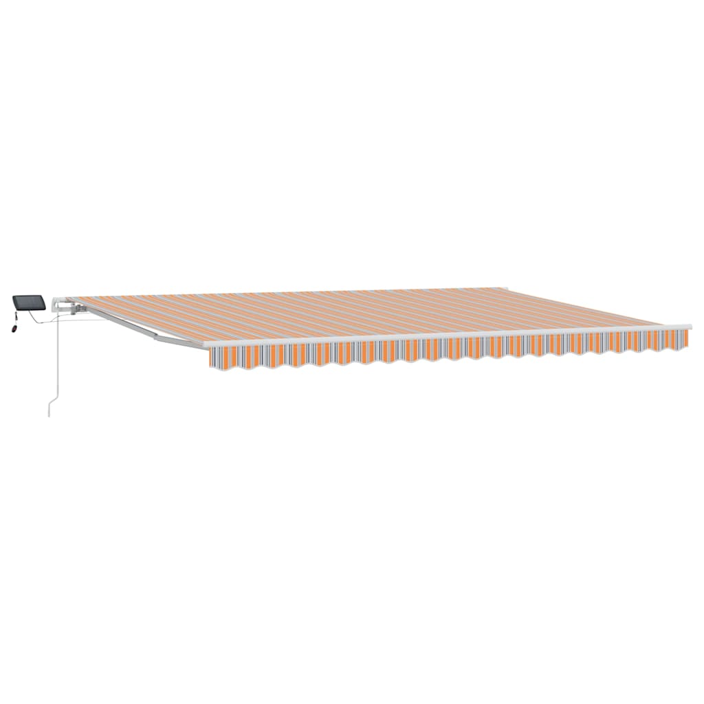 Markise Manuell Einziehbar mit LED 300x250 cm Blau und Weiß