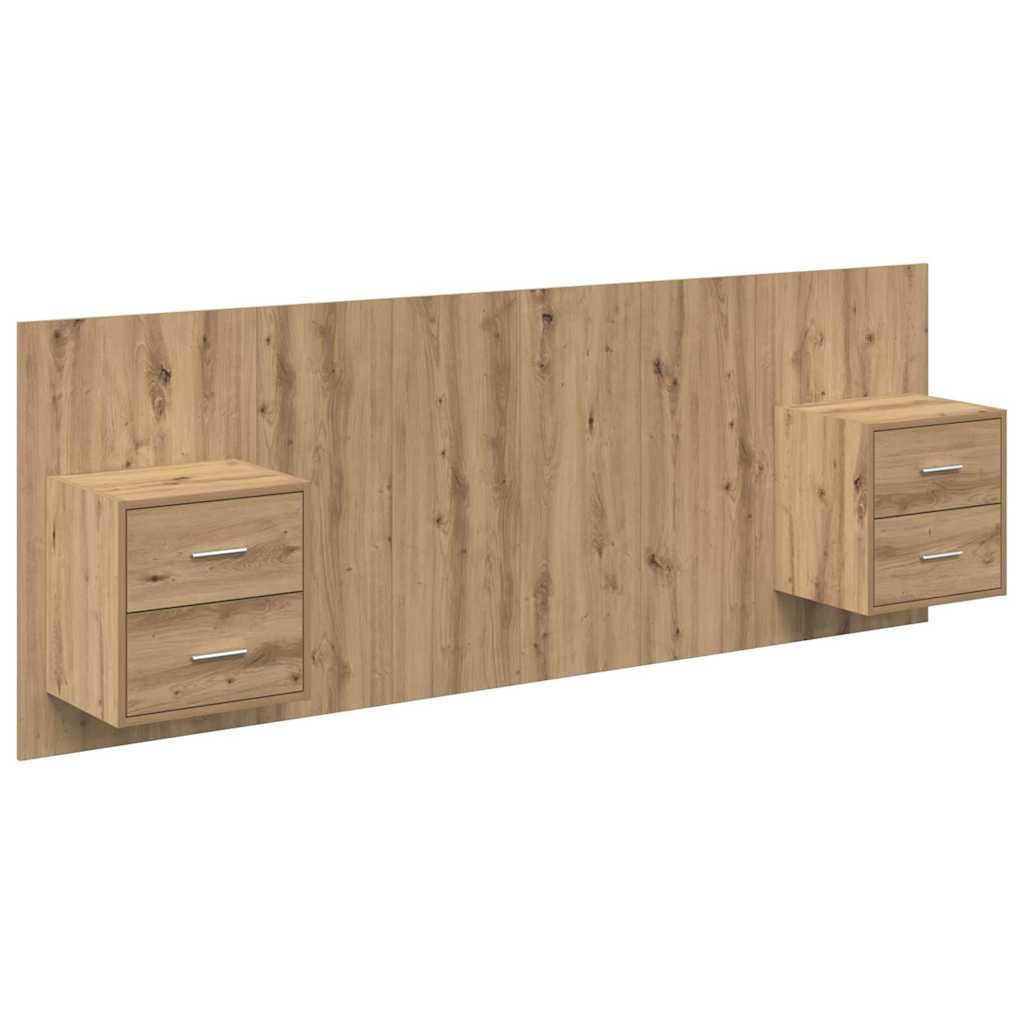 Kopfteil mit Nachttischen Weiß Holzwerkstoff