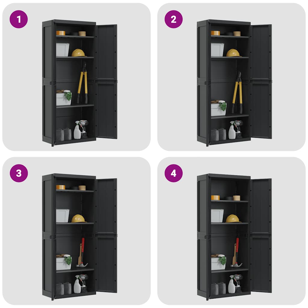 Gartenschrank Grau und Schwarz 65x37x85 cm PP