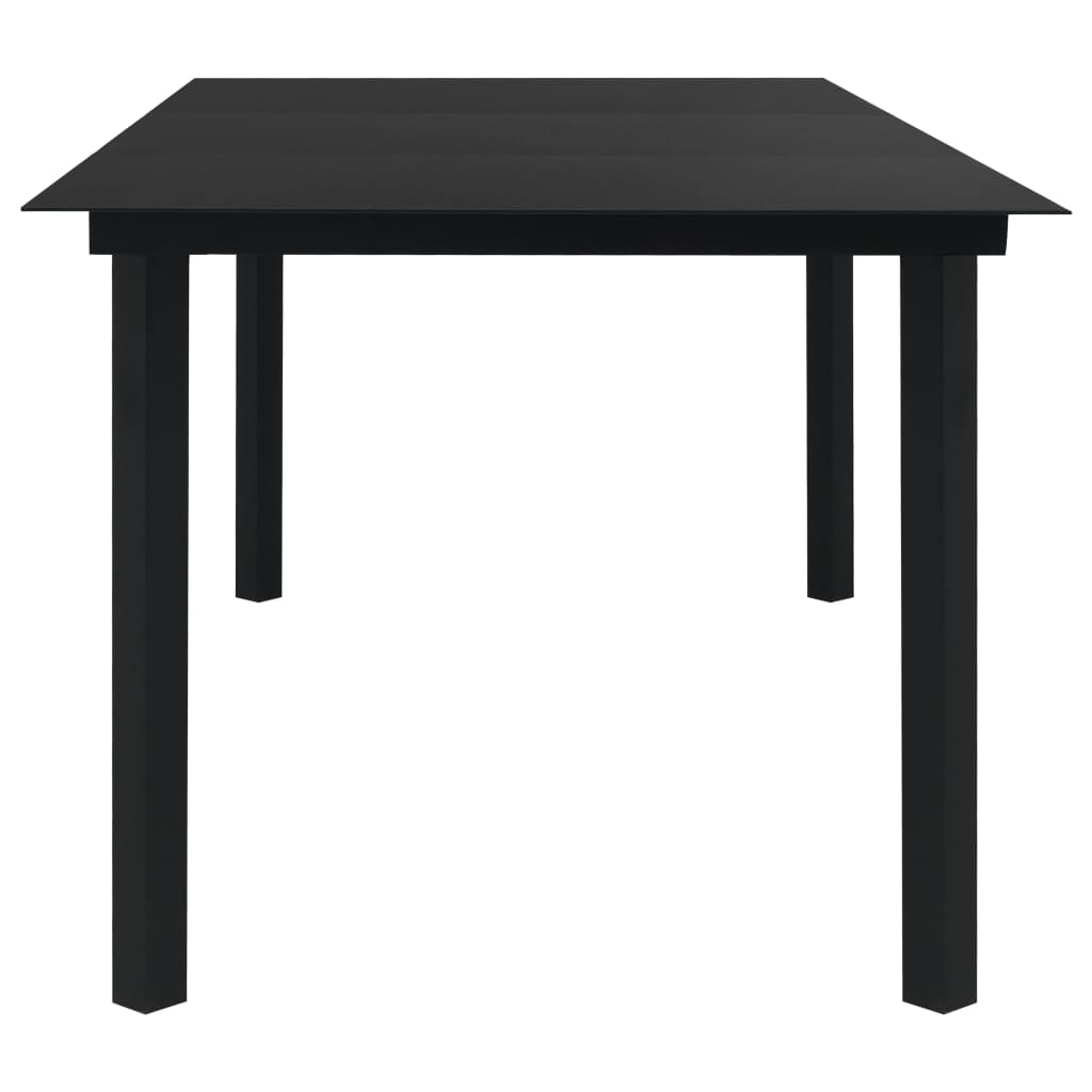 Garten-Esstisch Schwarz 150x80x74 cm Stahl und Glas