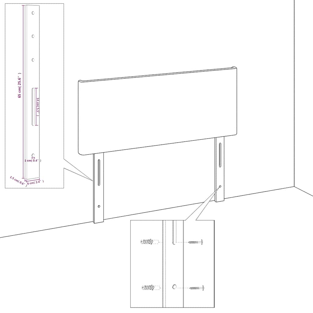 Kopfteil Hellgrau 80x7x118/128 cm Samt
