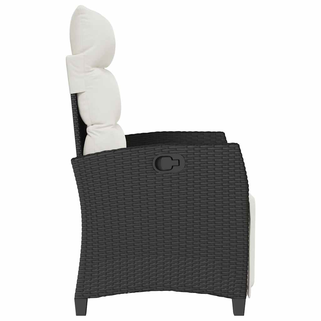 Gartensessel mit Beistelltisch Verstellbar Schwarz Poly Rattan