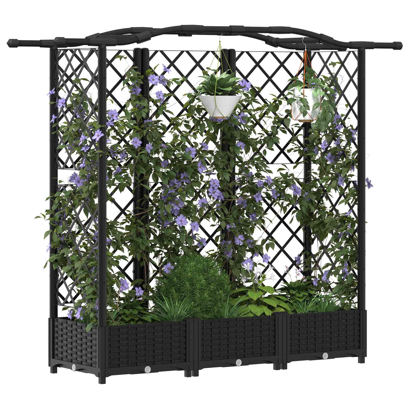 Hochbeet mit Rankgitter und Dach Braun 124 x 40 x 123 cm PP