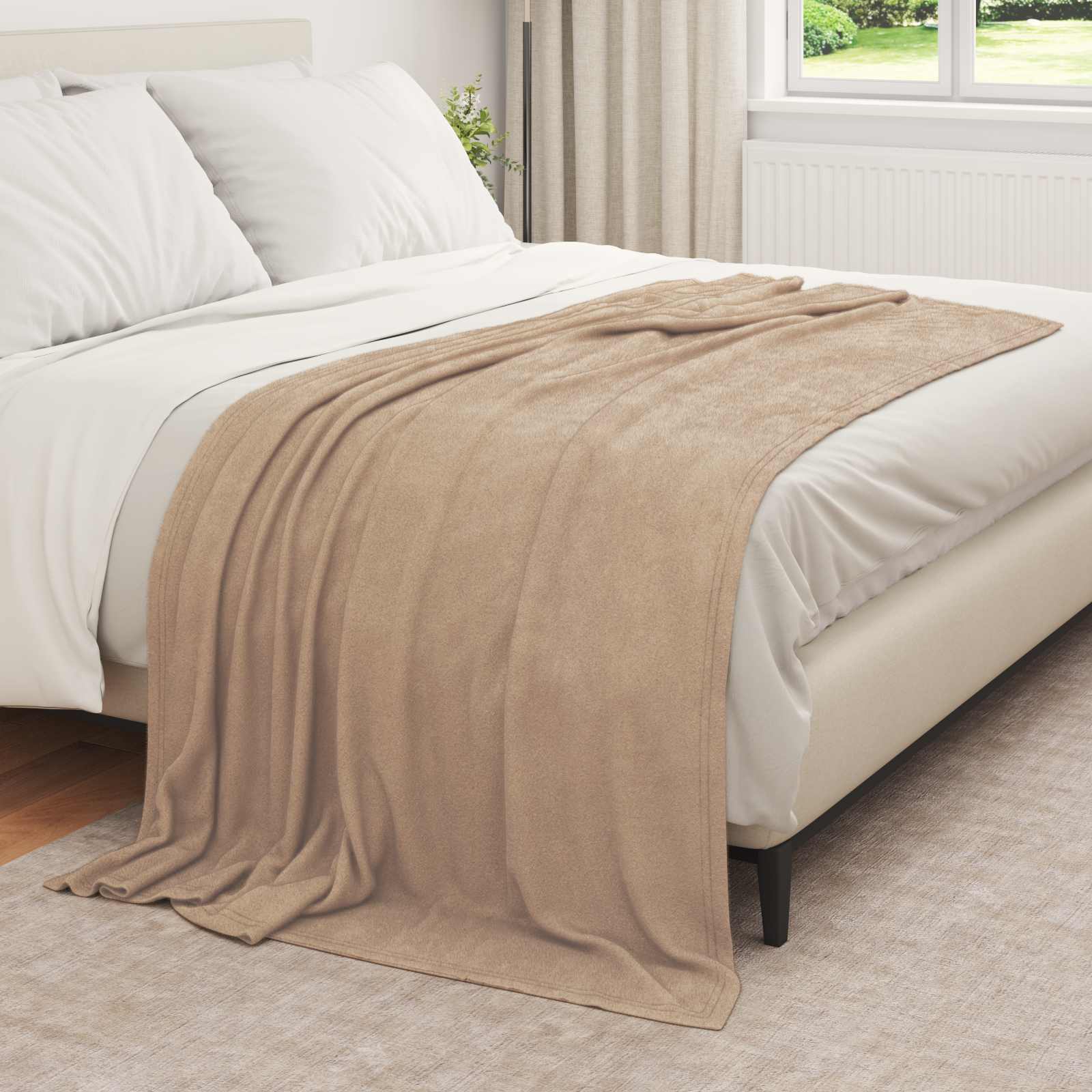 Überwurfdecke Creme 210 x 140 cm Fleece
