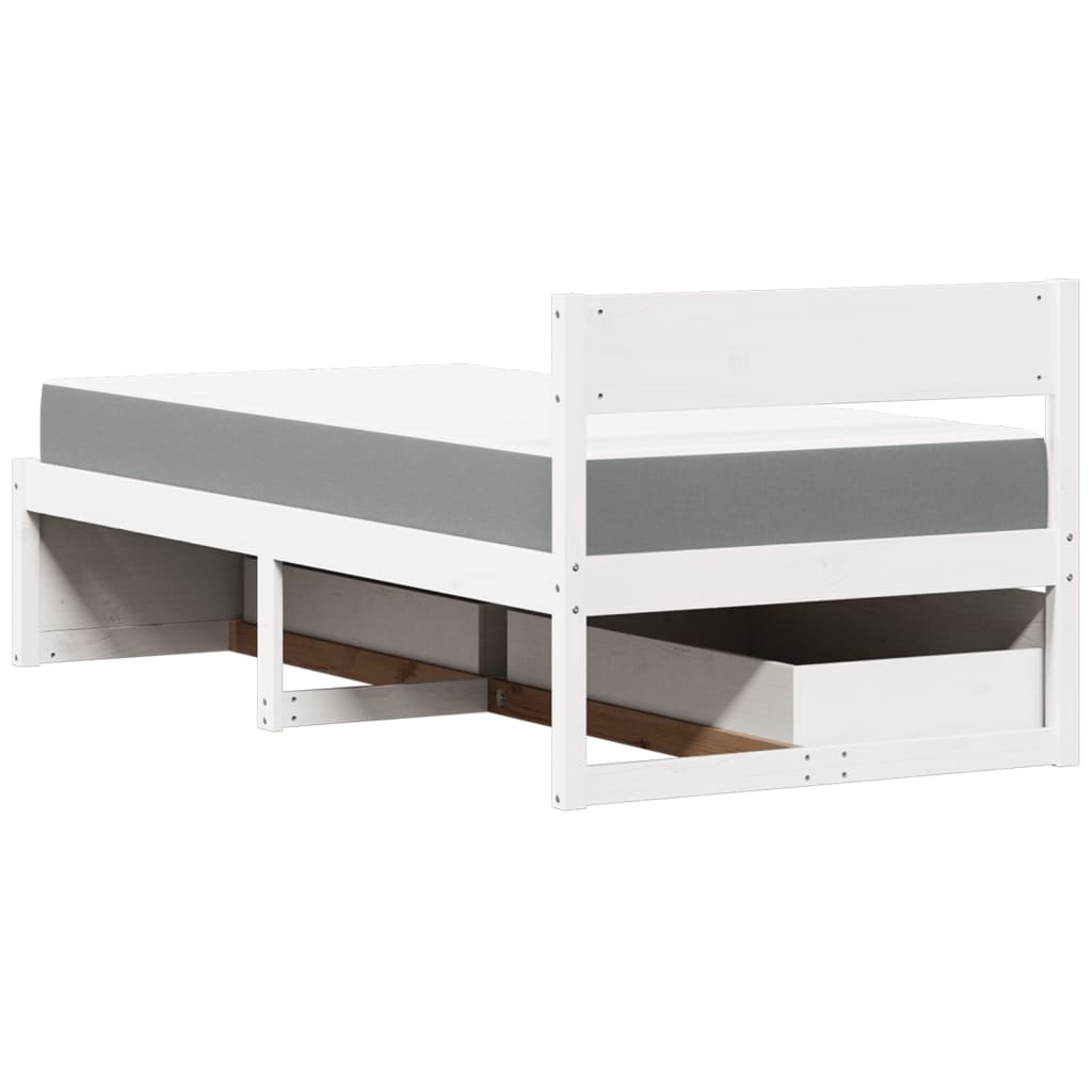 Bett mit Schubladen und Matratze 200x200 cm Massivholz Kiefer