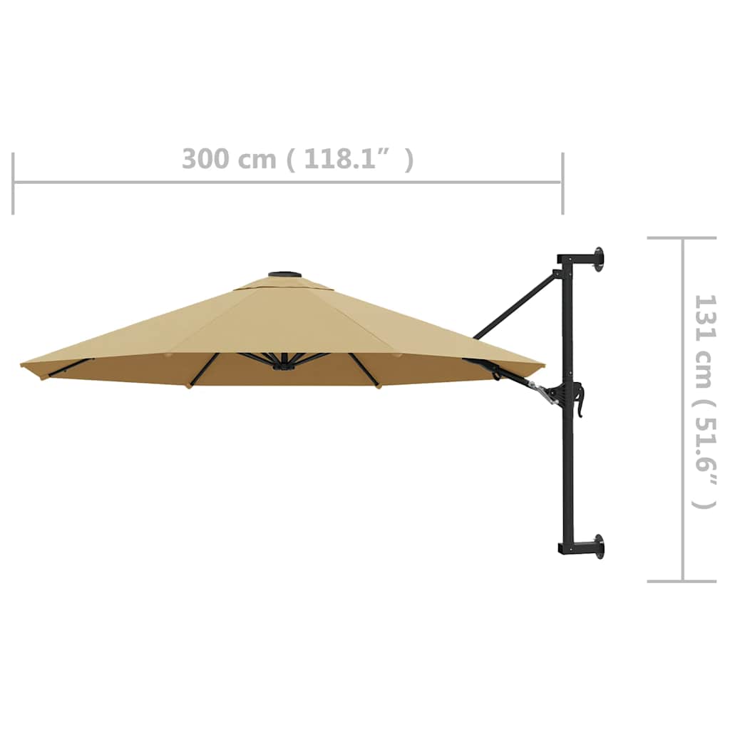 Sonnenschirm zur Wandmontage mit Metall-Mast 300 cm Sandweiß