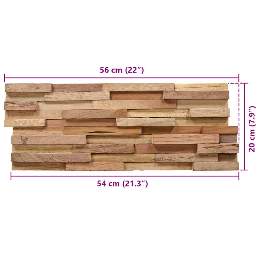 3D-Wandverkleidung 10 Stk. 1,01 m² Massivholz Teak