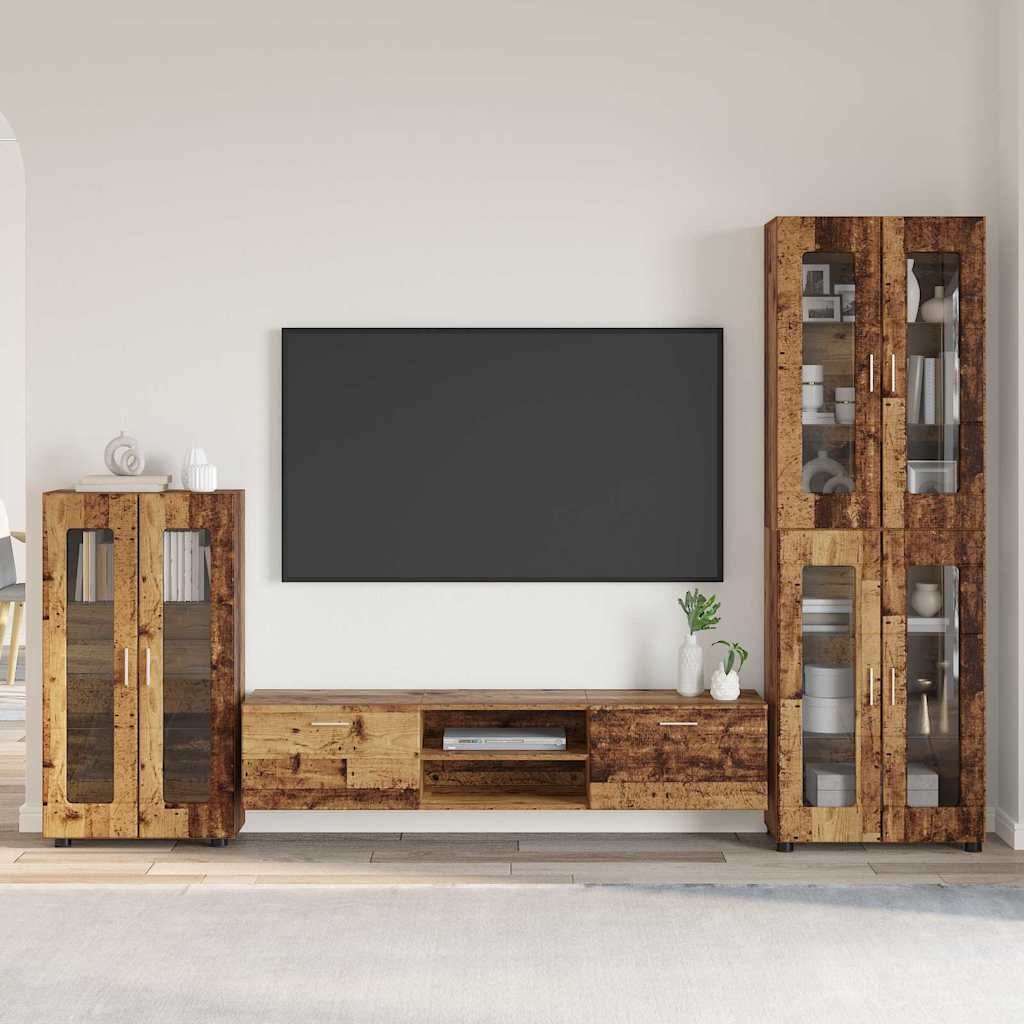 Highboard mit Regal FLORIN Weiß 60 x 35 x 182 cm Holzwerkstoff