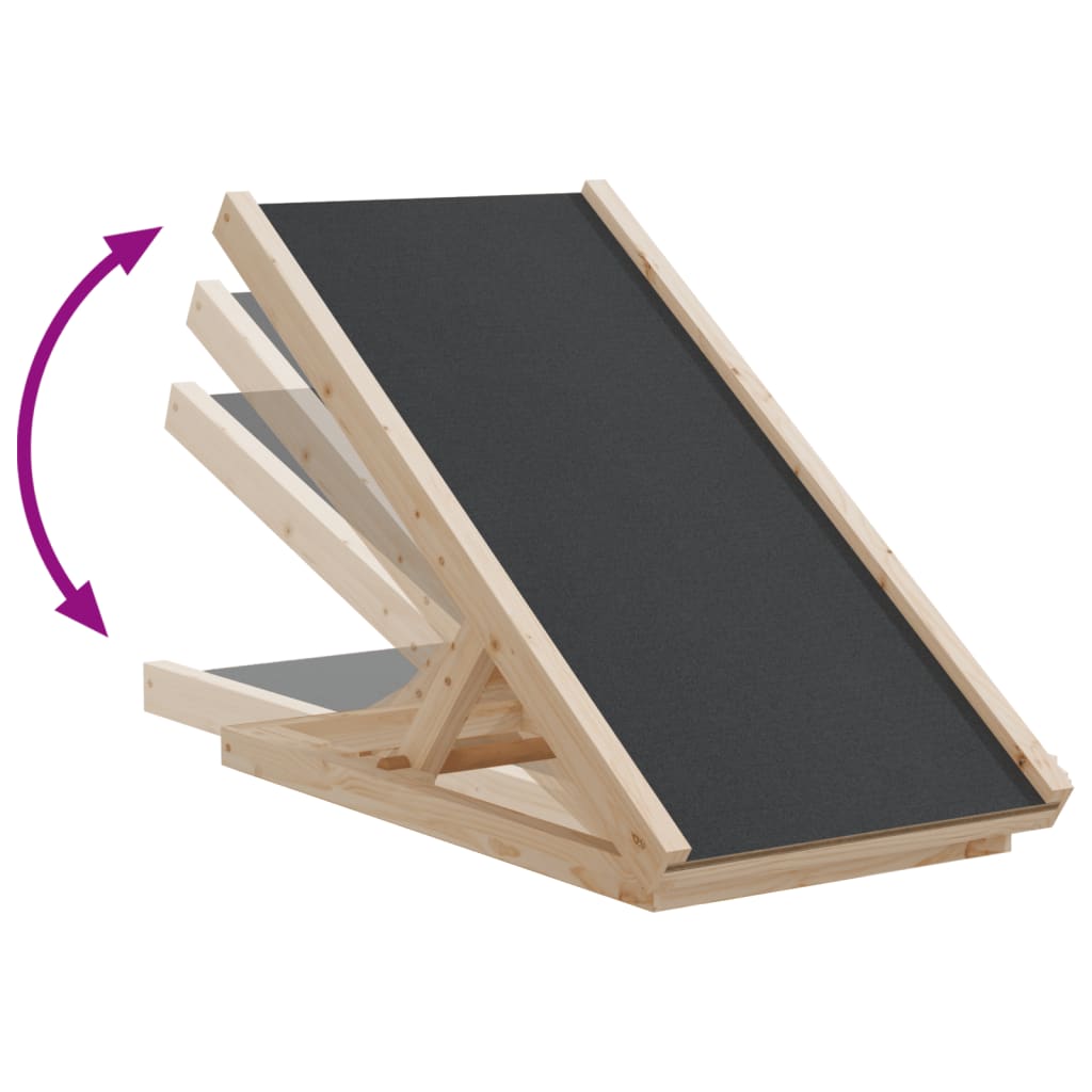 Hunderampe Grau 100x40 cm Massivholz Tanne