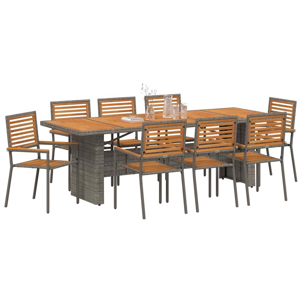 Garten Essgruppe 9 pcs Schwarz und Braun Poly-Rattan