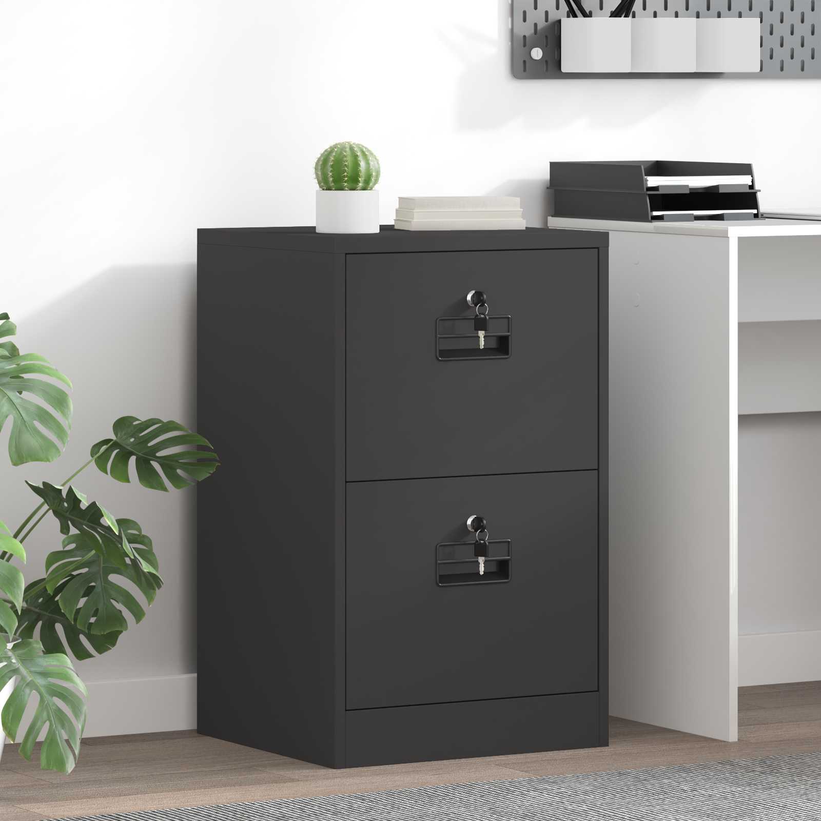 Aktenschrank 2 pcs Schwarz 44 x 50 x 139 cm Kaltgewalzter Stahl