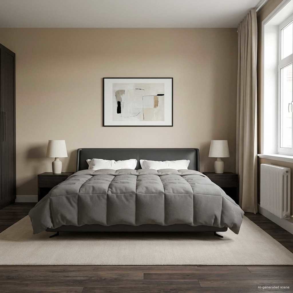 Winterbettdecke Gepolstert Anthrazit 240 x 260 cm Mikrofaser