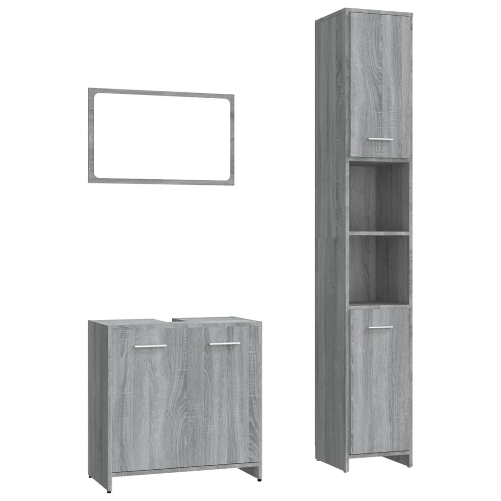 3-tlg. Badmöbel-Set Räuchereiche Holzwerkstoff