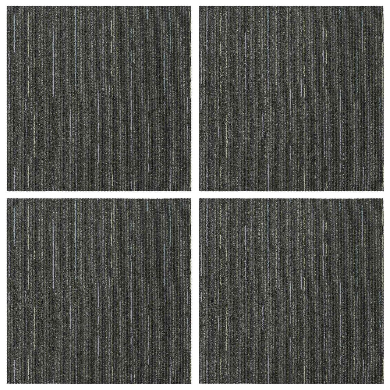 Teppichfliese Hellgrau mit Streifen 50 x 50 cm 4 pcs