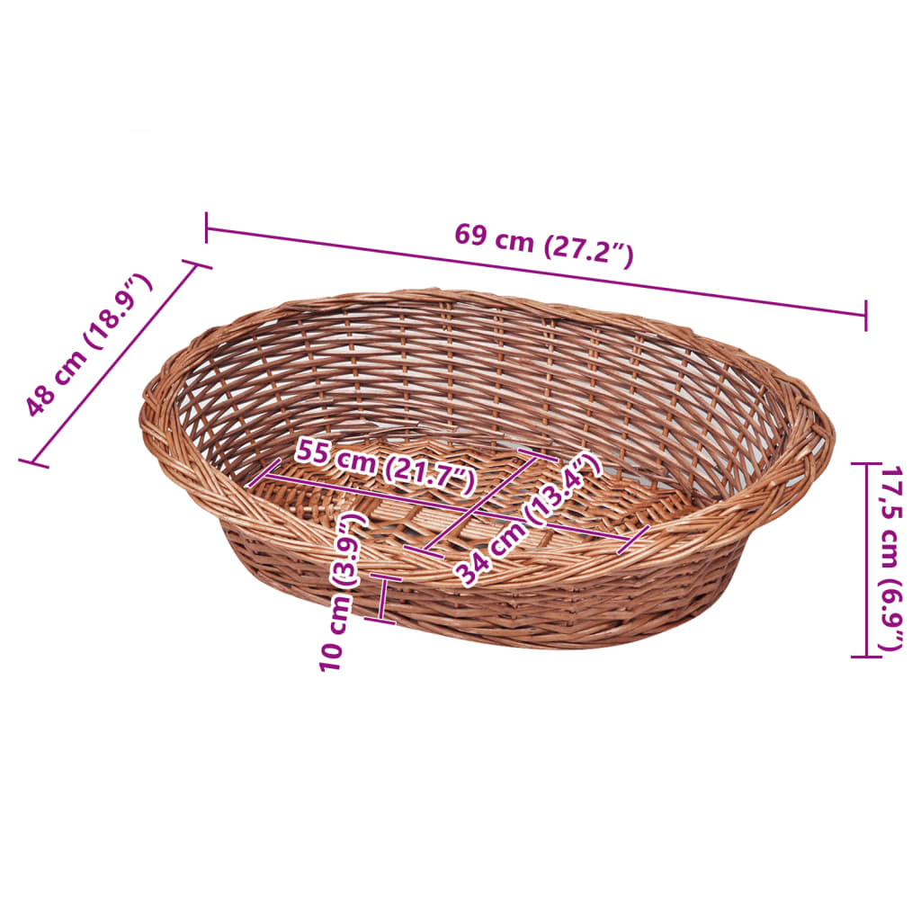 Hundebett aus Weide Natur 90 cm