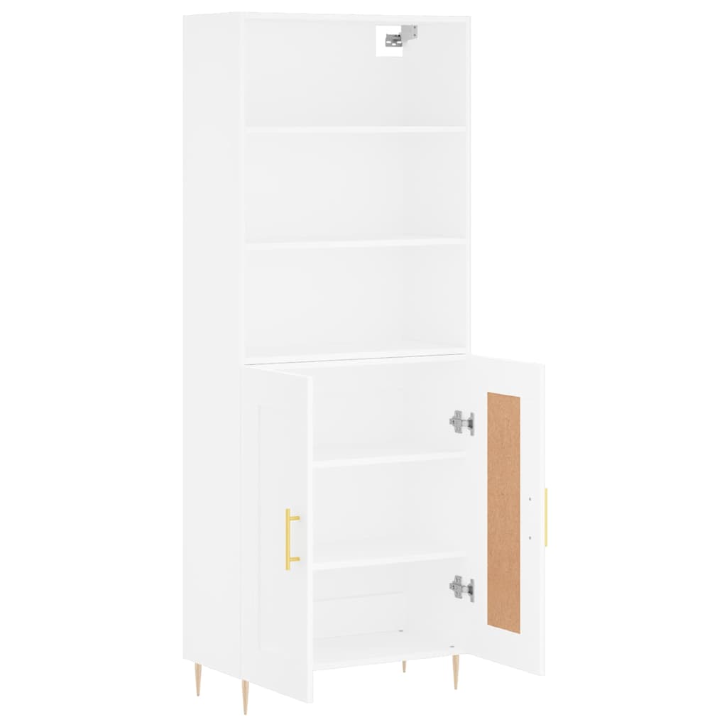 Highboard Hochglanz-Weiß 69,5x34x180 cm Holzwerkstoff