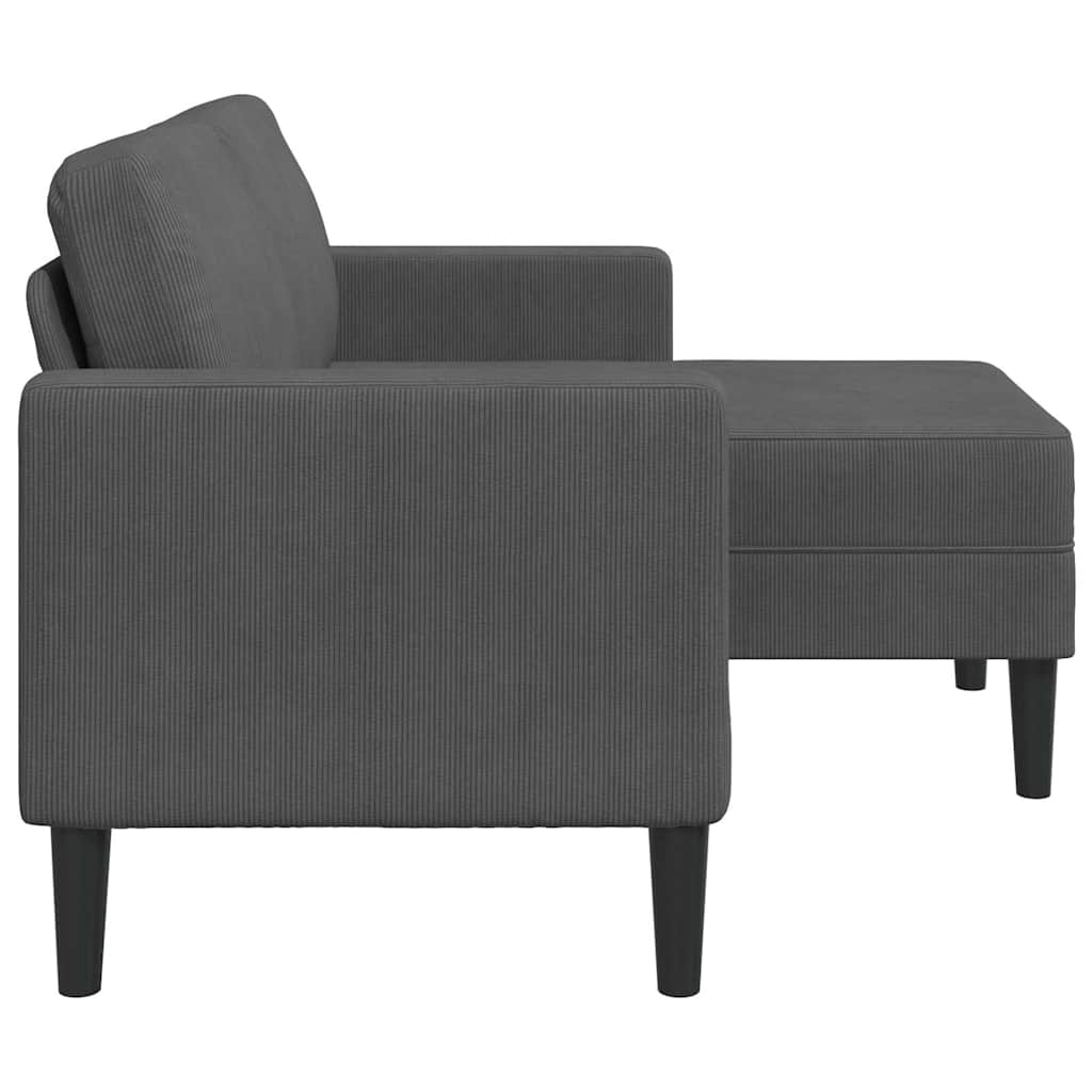 2-Sitzer-Sofa mit Chaiselongue L-Form Hellgrau 125 cm Leinen