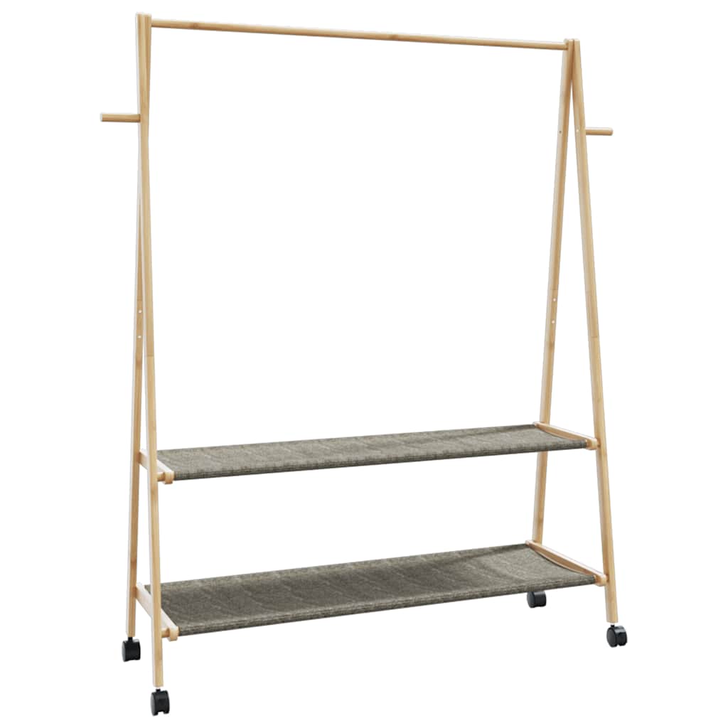 Kleiderständer mit Ablagen und Rollen 96x45,5x155,5 cm Bambus