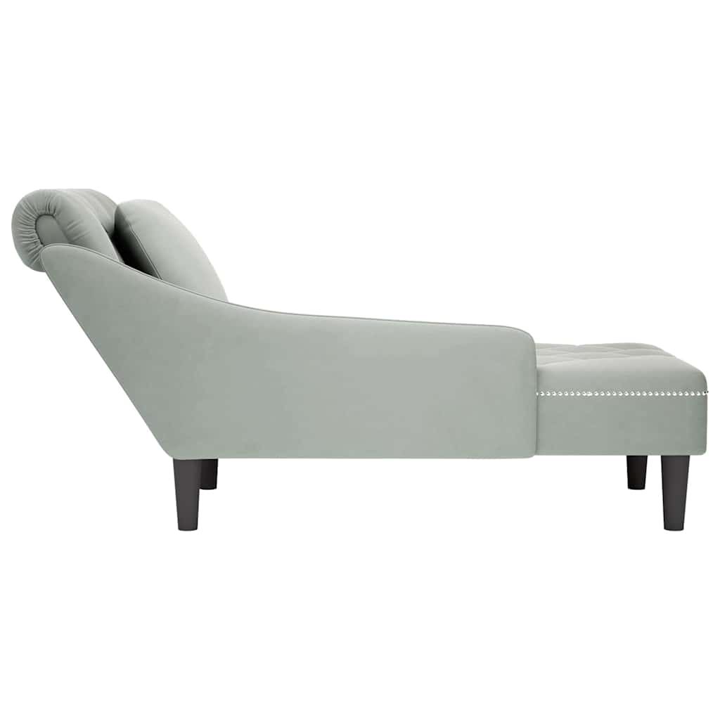 Chaiselongue mit Kissen und Rechter Armlehne Blau Samt