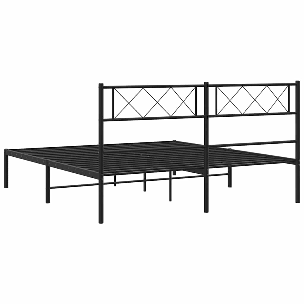 Bettgestell mit Kopfteil Metall Schwarz 100x190 cm