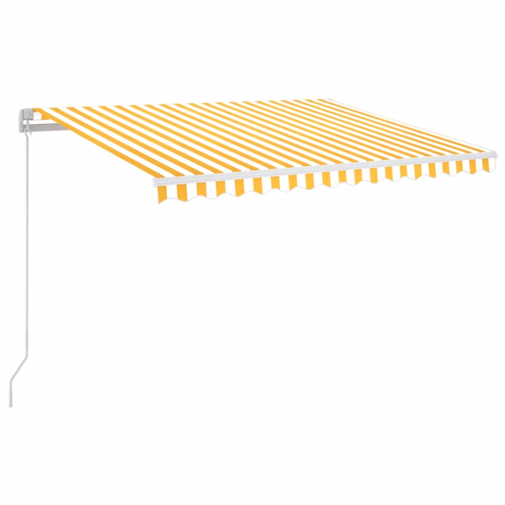 Markise Manuell Einziehbar mit LED 300x250 cm Blau und Weiß