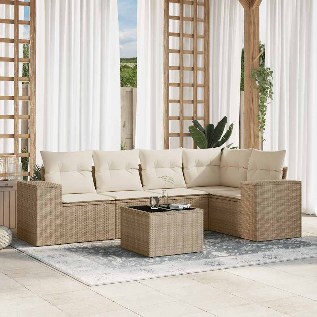 5-tlg. Garten-Sofagarnitur mit Kissen Schwarz Poly Rattan