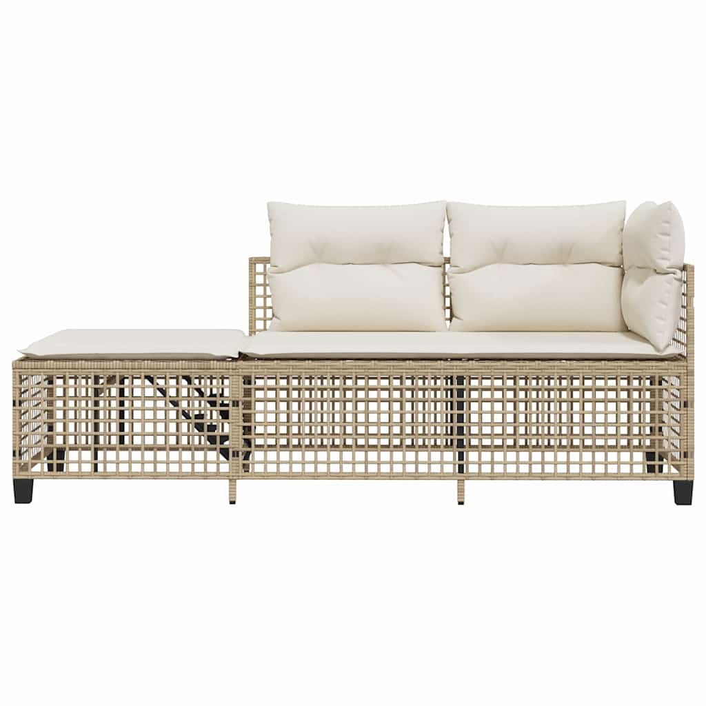 3-tlg. Garten-Ecksofa-Set mit Kissen Schwarz Poly Rattan