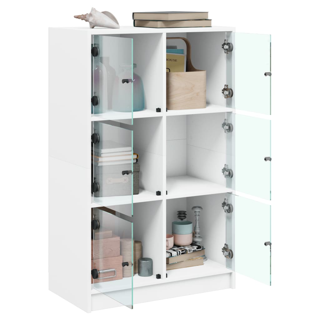 Bücherregal mit Türen Weiß 136x37x109 cm Holzwerkstoff