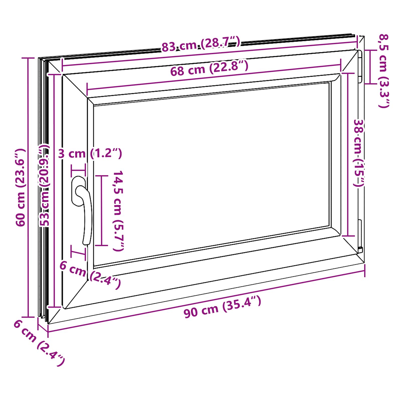 Kellerfenster RISOR 50 x 50 cm PVC und Glas Weiß