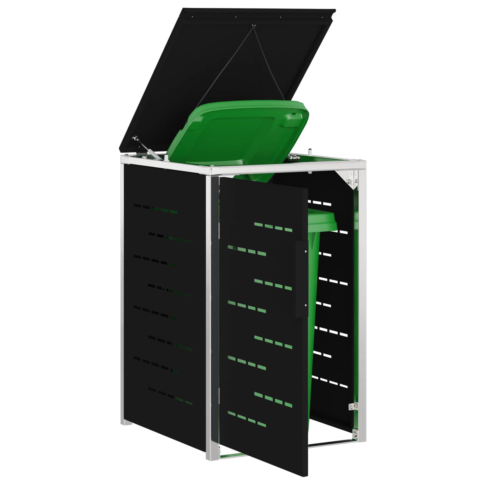 Mülltonnenbox for 2 Bins 240L Edelstahl Schwarz