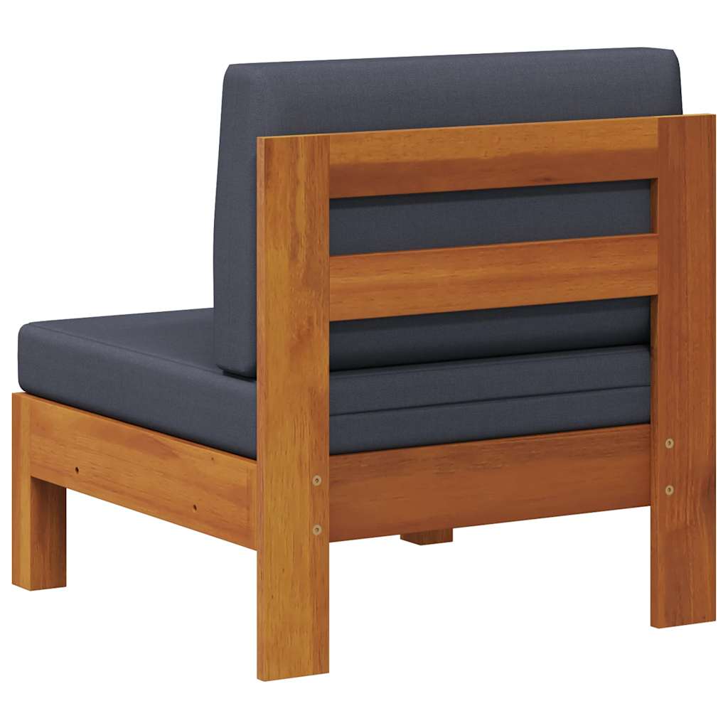 2-tlg. Garten-Lounge-Set mit Cremeweißen Kissen Akazienholz