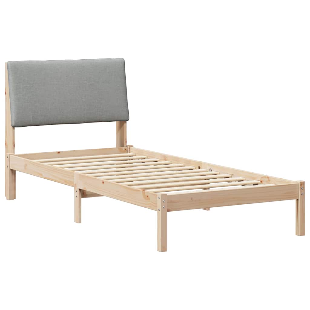 Bettgestell Braun und hellgrau 200 x 200 cm Massivholz Kiefer