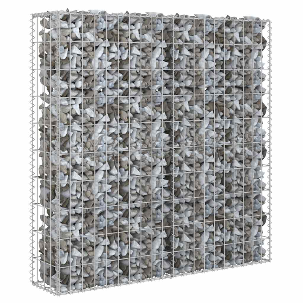 Gabionenwand mit Abdeckung Verzinkter Stahl 20×20×100 cm