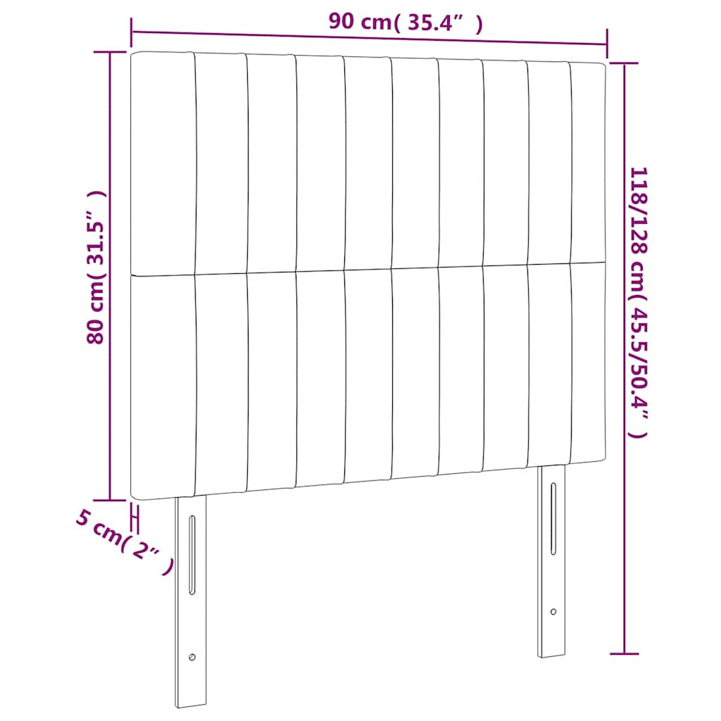 Kopfteil Hellgrau 80x5x118/128 cm Samt
