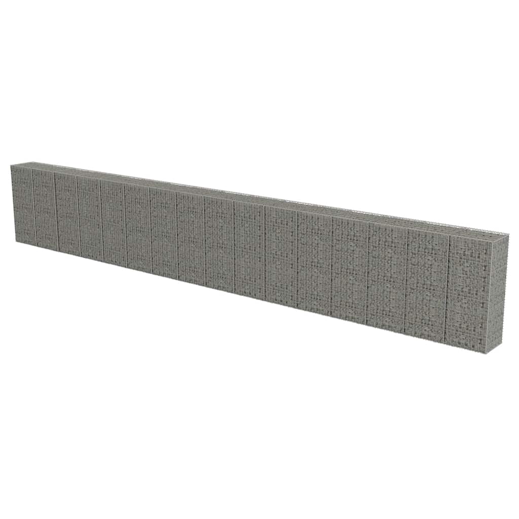Gabionenwand mit Abdeckung Verzinkter Stahl 20×20×100 cm
