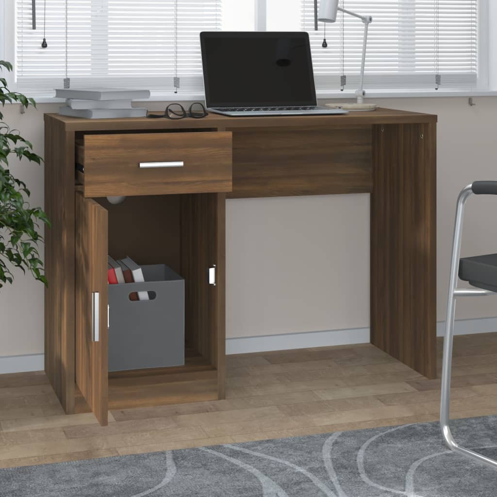 Schreibtisch mit Schublade und Schrank Eiche 100x40x73 cm