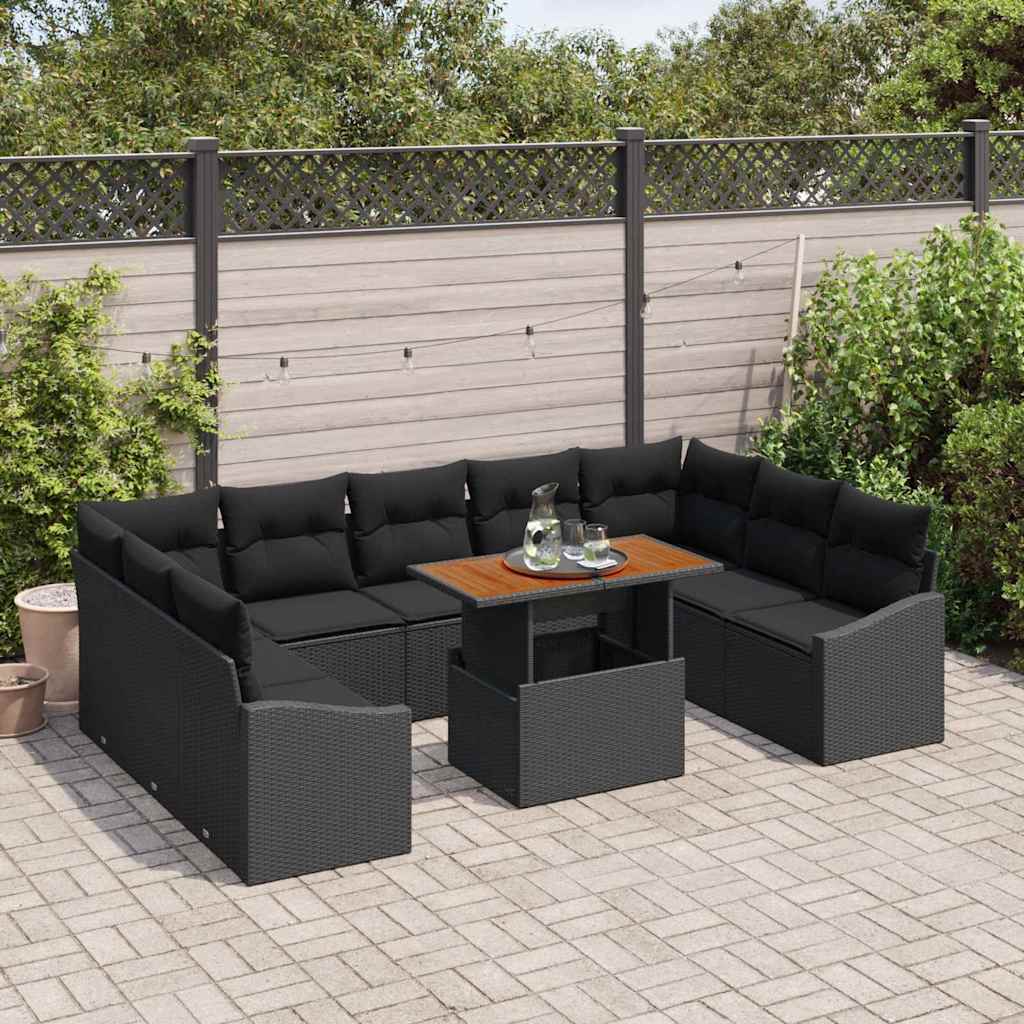 Garten Essgruppe mit Kissen 10 pcs Schwarz und Creme