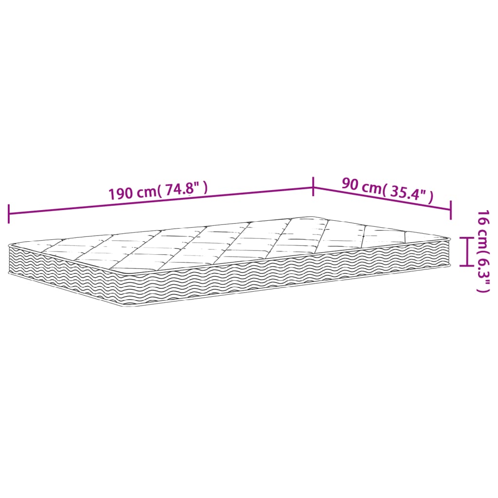 Schaumstoffmatratze für Kind Mittelweich 80 x 160 cm 16 cm Weiß