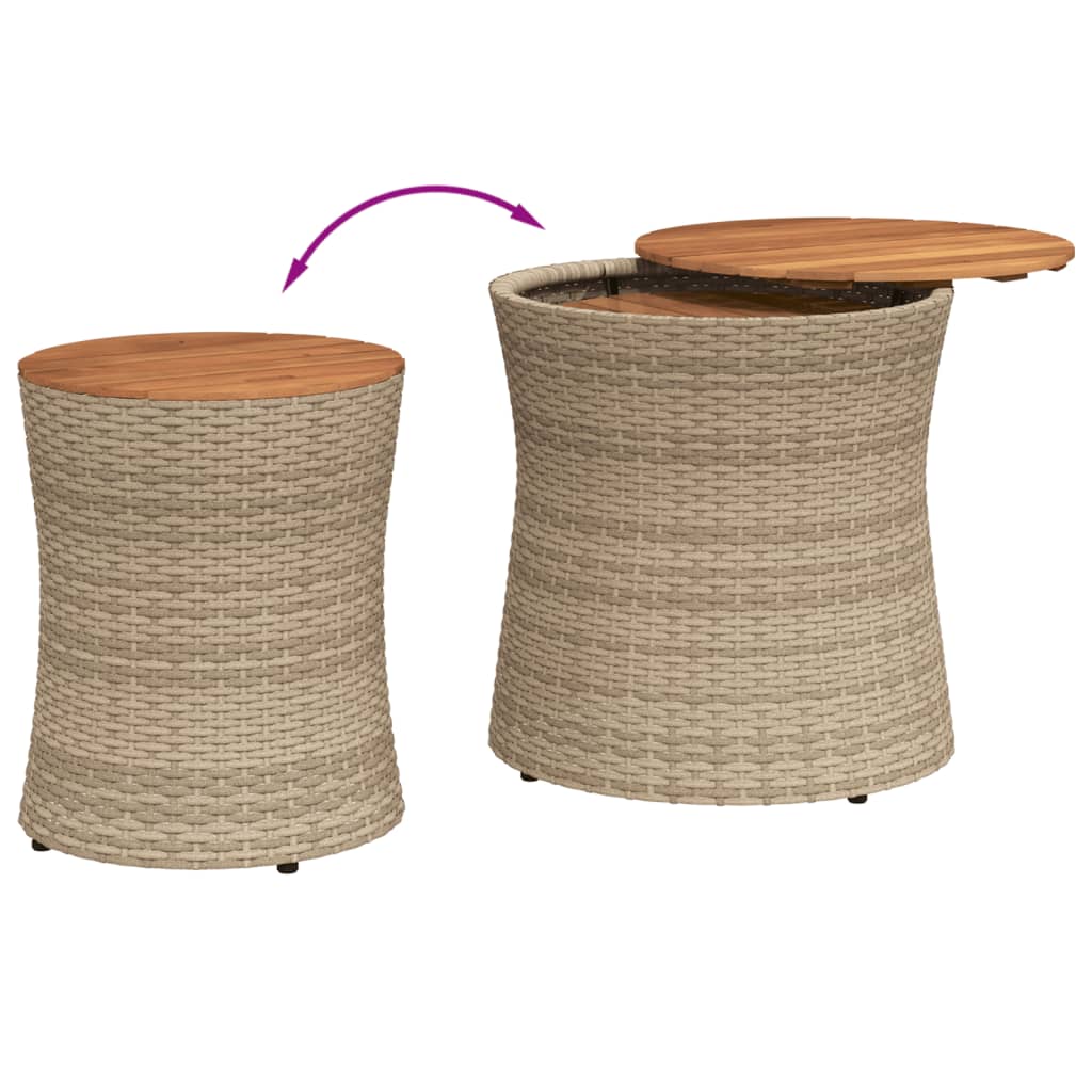 Garten-Beistelltische 2 Stk. mit Holzplatte Schwarz Poly Rattan