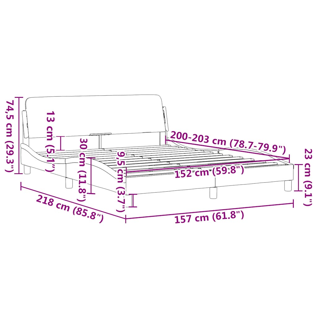 Bettgestell "Dover" Hellgrau 100x190 cm Samt