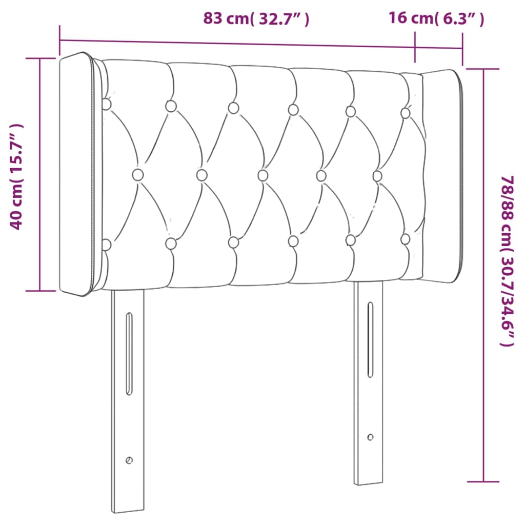 Kopfteil mit Ohren Dunkelblau 93x16x78/88 cm Samt