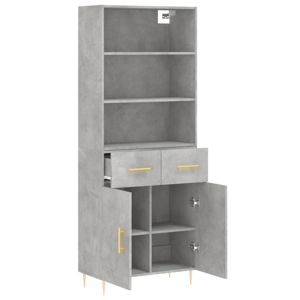 Highboard Hochglanz-Weiß 69,5x34x180 cm Holzwerkstoff