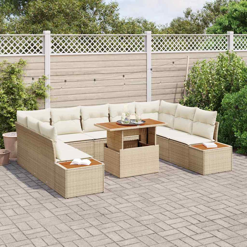 Garten Essgruppe mit Kissen 10 pcs Schwarz und Beige